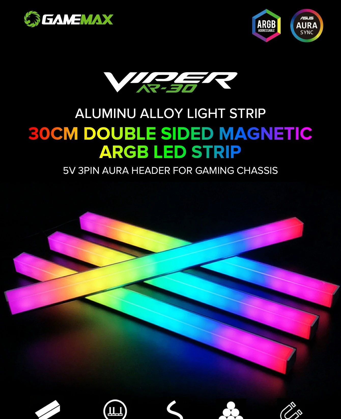 Подсветка для корпуса LED STRIP GameMax Viper AR30