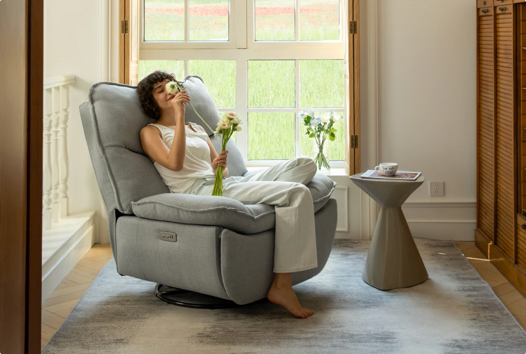 Кресло-реклайнер Flexispot XR6F-LG Light Gray <Электр., поворот 270°., угол наклона 136°., 150кг> — 2