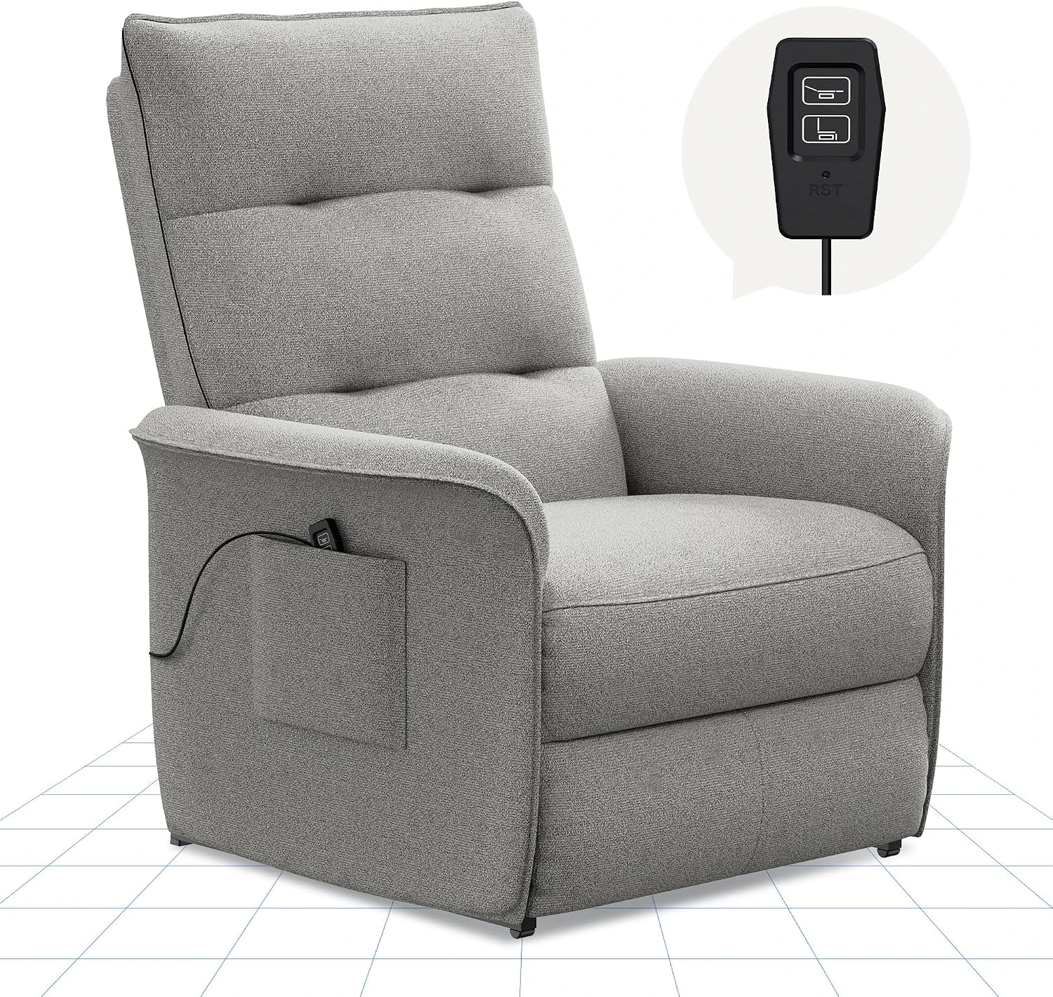 Кресло-реклайнер Flexispot X1SG(CS12) Smoky Gray <Электр., пульт, наклон 105-155°.>