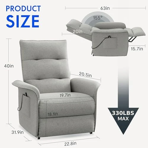 Кресло-реклайнер Flexispot X1SG(CS12) Smoky Gray <Электр., пульт, наклон 105-155°.> — 4
