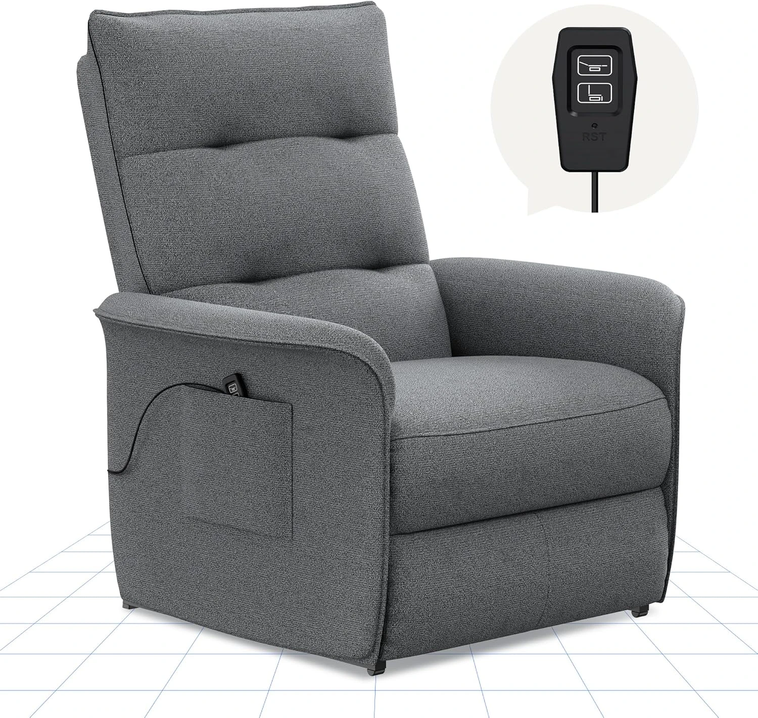 Кресло-реклайнер Flexispot X1DG(CS8) Dark Gray <Электр., пульт, наклон 105-155°>