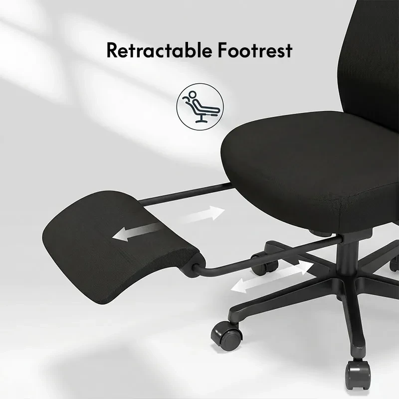Офисное кресло FLEXISPOT BS5B-PRO Black <Сетка, Ткань, подлокотник 1D, оттоманка> — 4