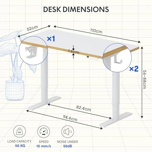Стол моторизированный FLEXISPOT SK2W White <110*52СM, Регулируемая высота, угол наклона> — 3