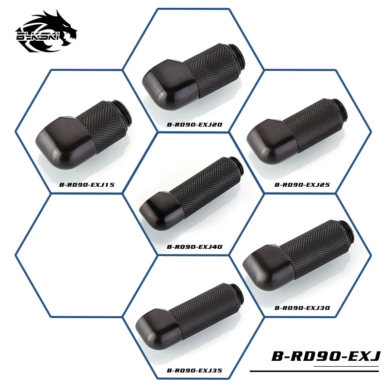 Фитинг угловой Bykski B-RD90-EXJ40 <90гр. 40ММ, Папа-мама, Silver> — 2