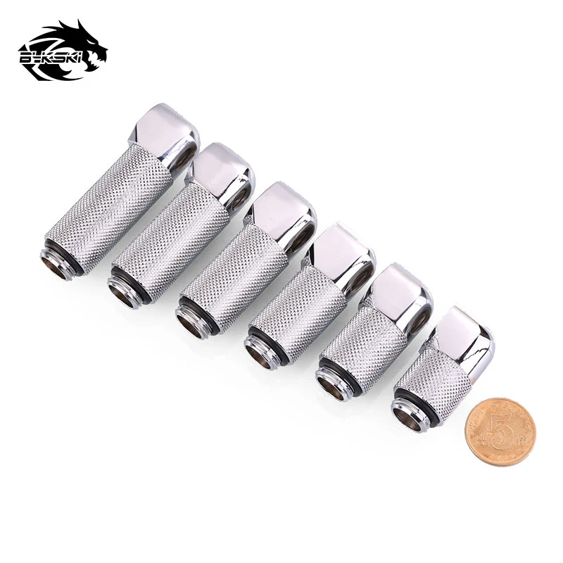 Фитинг угловой Bykski B-RD90-EXJ40 <90гр. 40ММ, Папа-мама, Silver> — 3