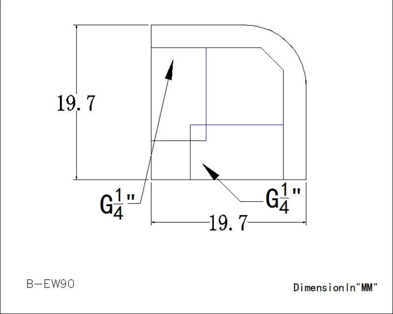 Фитинг угловой Bykski B-EW90 <90гр. внутренняя резьба G1/4, Silver>