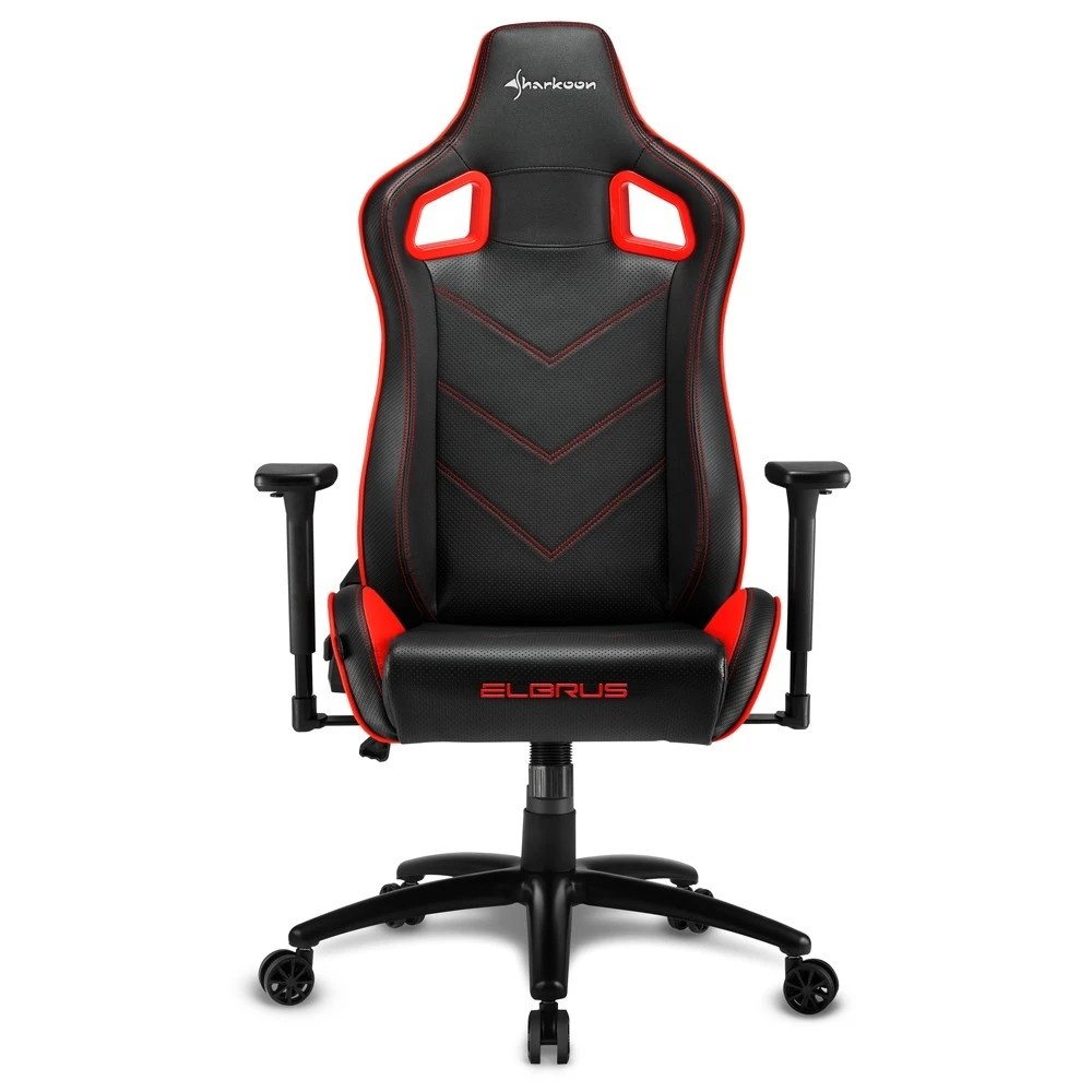 Игровое кресло Sharkoon Elbrus 2 Black/Red <Синтетическая кожа, Газлифт 4, подлокотник 3D> — 2