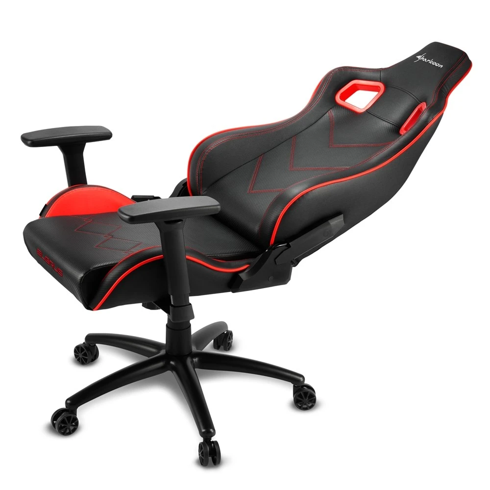 Игровое кресло Sharkoon Elbrus 2 Black/Red <Синтетическая кожа, Газлифт 4, подлокотник 3D> — 4
