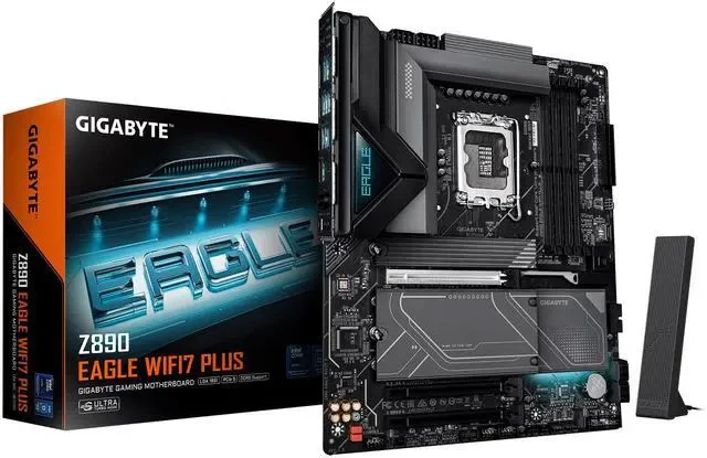 Материнская плата GIGABYTE Z890 EAGLE WIFI7 PLUS, LGA1851, 4xDDR5, PCIe5.0, DP+USB4, 4xM.2, ATX