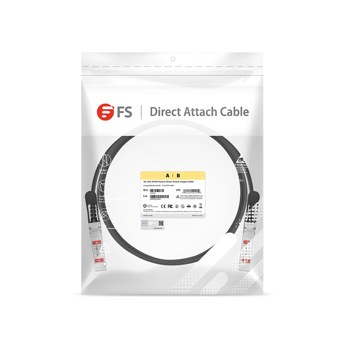 Пассивный кабель FS S28-PC03 25G SFP28 3m — 3