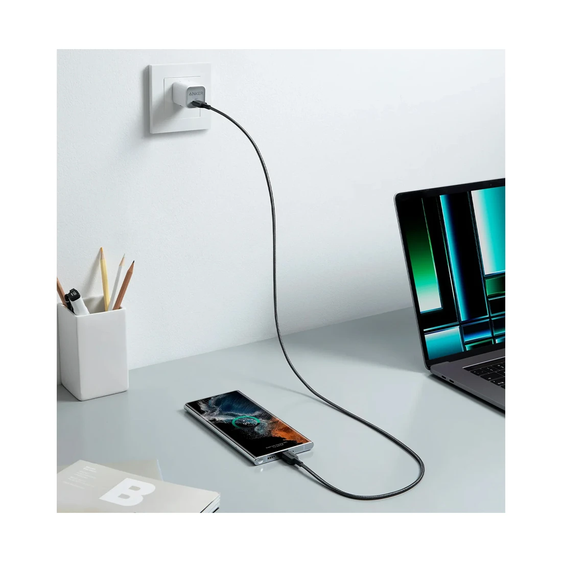 Интерфейсный кабель Anker 322 USB-A to USB-C Cable 0.9М (A81H5G11) Черный — 2
