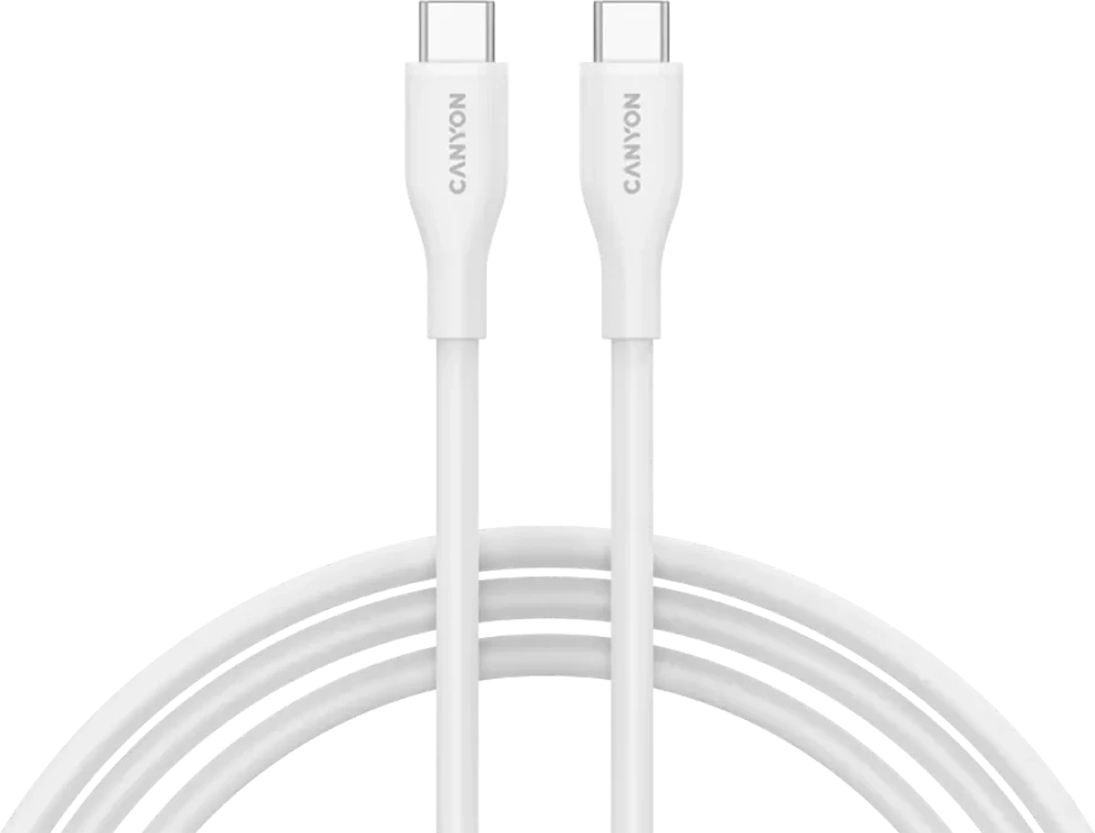 Кабель CANYON CC60SC10, USB-C — USB-C, 60W, 1м, силиконовый, белый