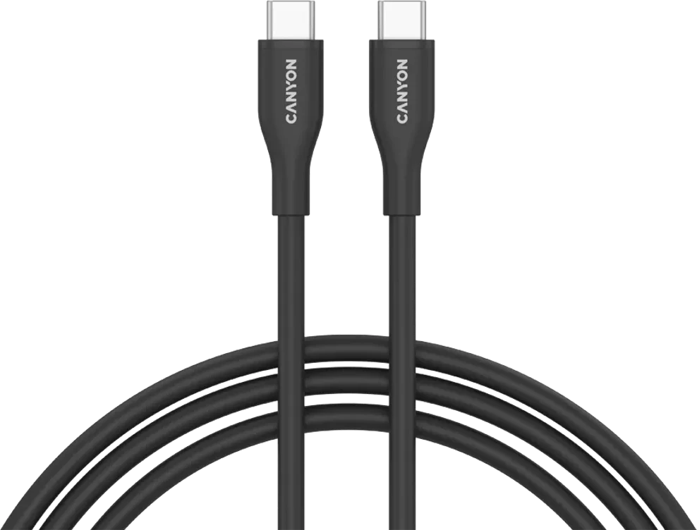 Кабель CANYON CC60SC10, USB-C — USB-C, 60W, 1м, силиконовый, чёрный