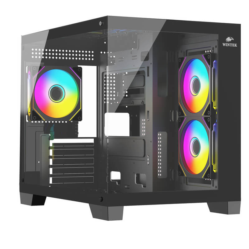 Корпус Wintek Nova 520-B TG, mATX, USB 1*3.0/2*2.0, 3*12cm ARGB PWM (контр. + пульт д/у)