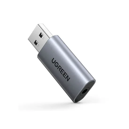 Внешняя звуковая карта Ugreen CM383, USB 2.0 - 3.5mm Audio, Grey