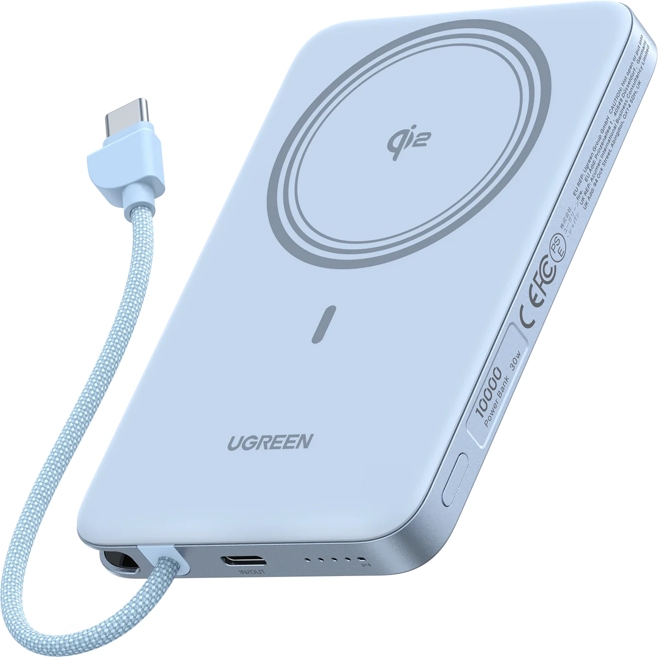 Внешний аккумулятор Magnetic Wireless Power Bank Ugreen 1C PB570 10000mAh 30W+15W 65839B Blue