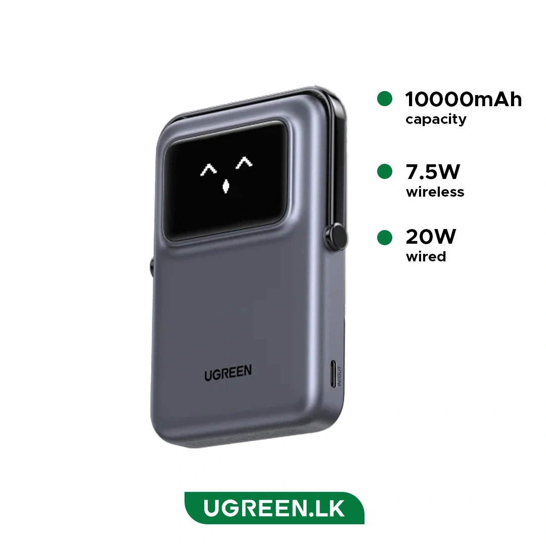Пауэрбанк UGREEN PB572 45327 10000mAh mini Magnetic Robot Wls 20W(7.5W) USB-C With Hoder Grey