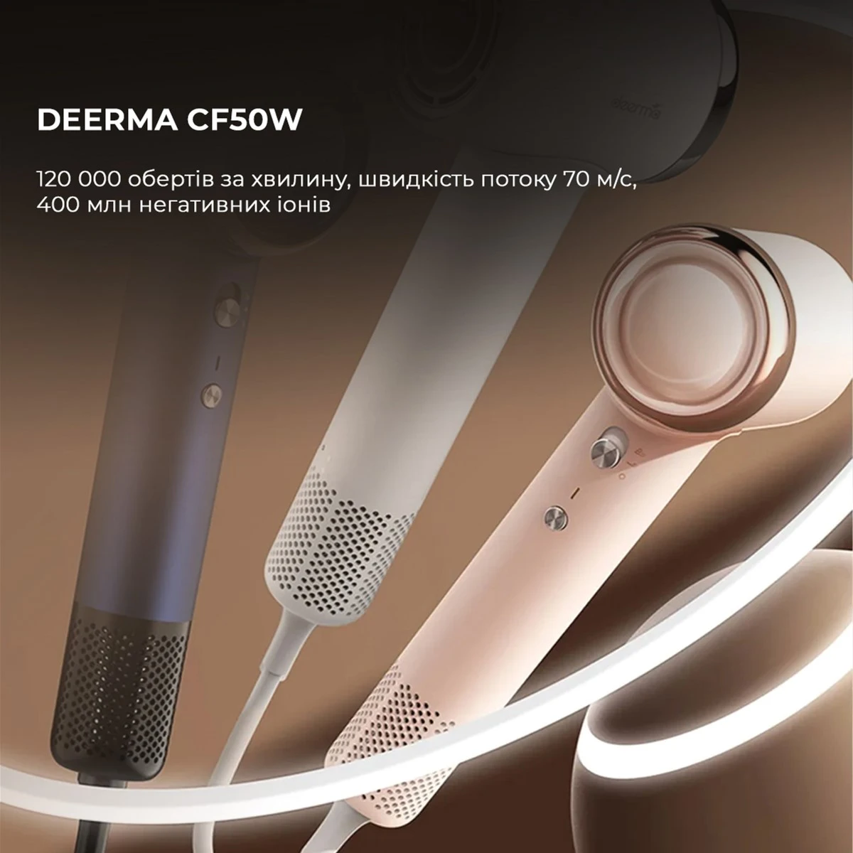 Фен Deerma DEM-CF50W, розовый — 2