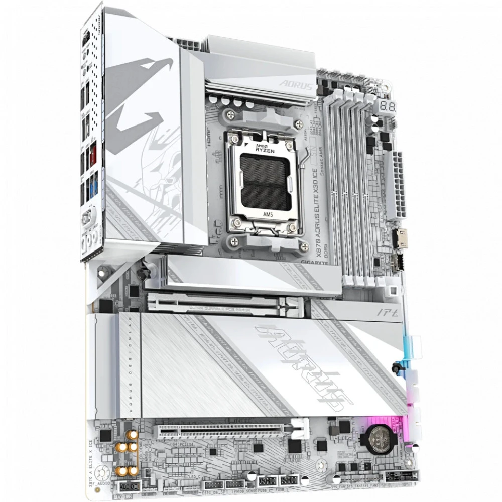 Материнская плата GIGABYTE X870 AORUS ELITE X3D ICE, AM5 X870, 4xDDR5, 2xHDMI+2xUSB4, 4xM.2, ATX — 2