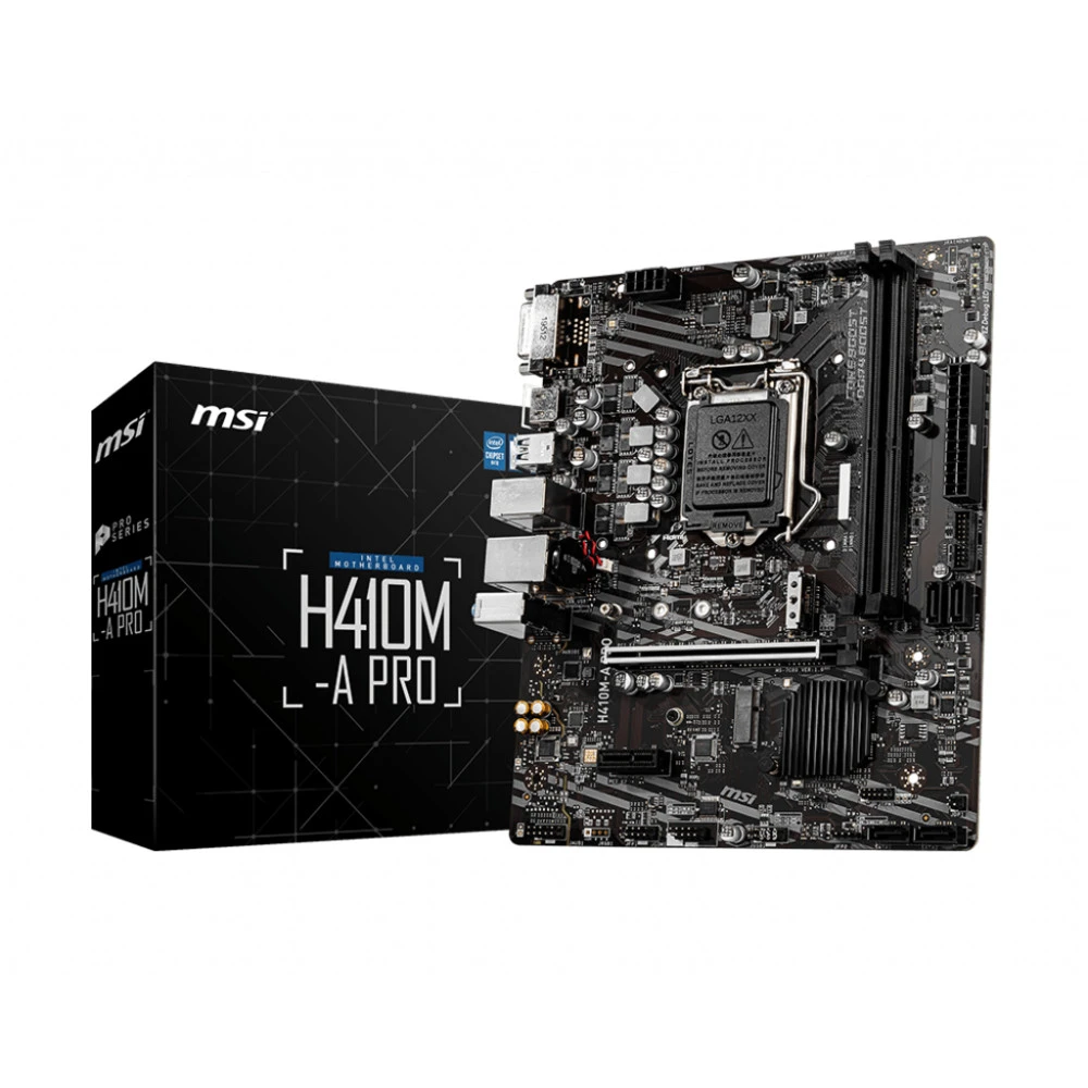 Материнская плата MSI H410M-A PRO LGA1200 iH410 2xDDR4 4xSATA3 2xM.2 DVI HDMI mATX