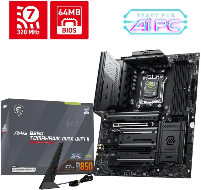 Материнская плата MSI MAG B850 TOMAHAWK MAX WIFI II AM5 4xDDR5 4xSATA3 4xM.2 RAID 1xHDMI ATX