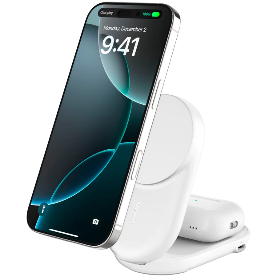 Зарядное устройство BELKIN 25w Qi2 2-IN-1 Foldable Charger, White