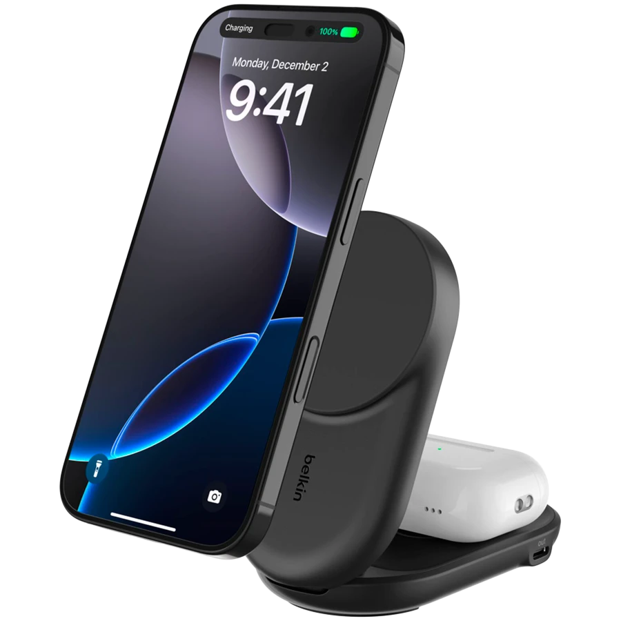 Зарядное устройство BELKIN 25w Qi2 2-IN-1 Foldable Charger, Black