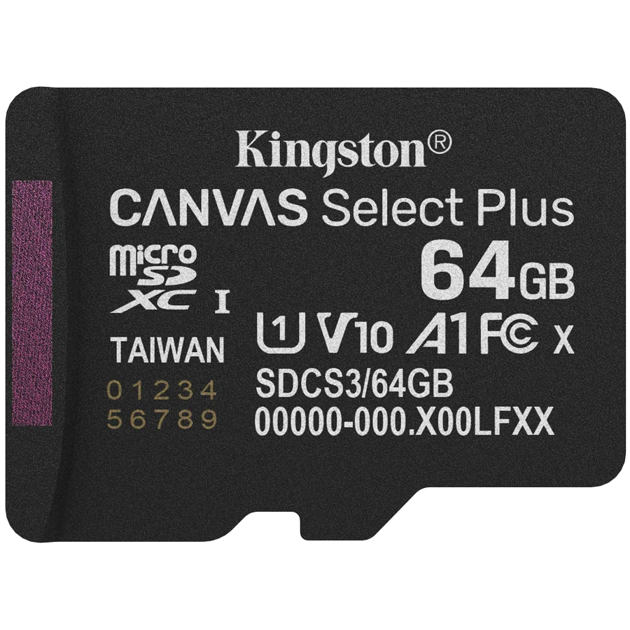Карта памяти Kingston Canvas Select Plus, 64GB, A1, U1, V10 — 2