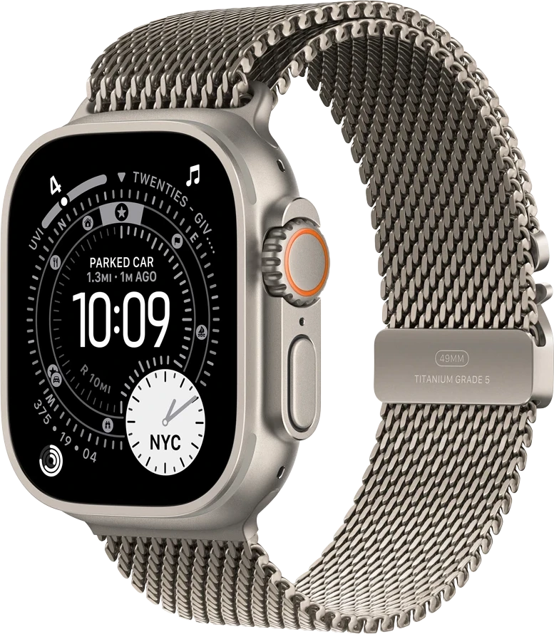 Apple Watch Ultra 3, 49mm, GPS + Cellular, натуральный титан, Milanese Loop L