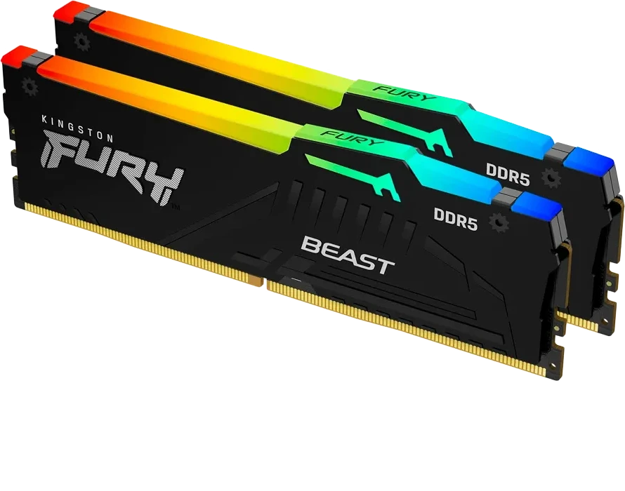 Оперативная память Kingston 64GB 5600MT/s DDR5 CL36 DIMM (Kit of 2) FURY Beast RGB