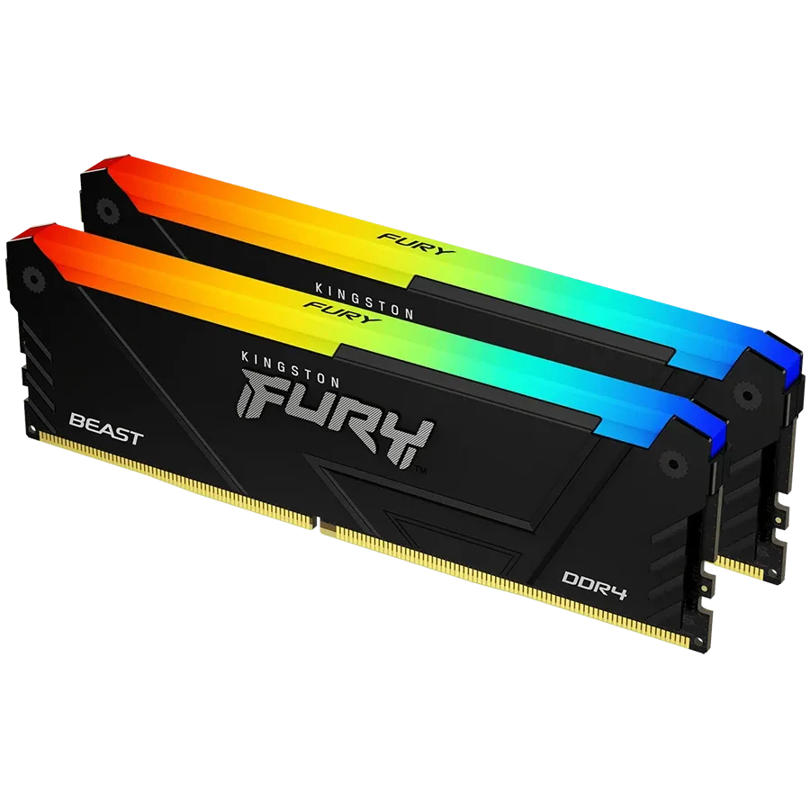 Оперативная память Kingston 32GB 3600MT/s DDR4 CL18 DIMM (Kit of 2) FURY Beast RGB