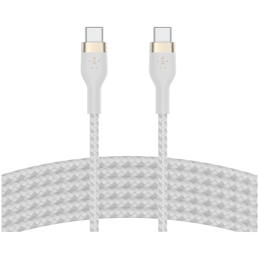 Кабель BELKIN  USB-C to USB-C 2.0 Braided silicone, 3M, White — 3