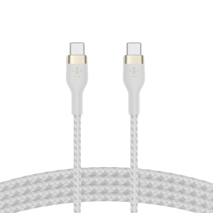 Кабель BELKIN  USB-C to USB-C 2.0 Braided silicone, 1M, White — 3