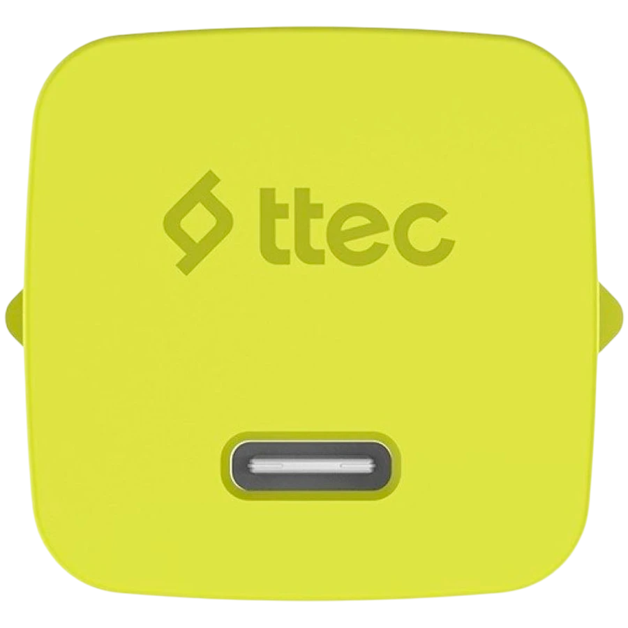 Зарядное устройство ttec SmartCharger GAN 45W PD Travel Fast Charger + USB-C - USB-C 3A Cable Neon Yellow — 2