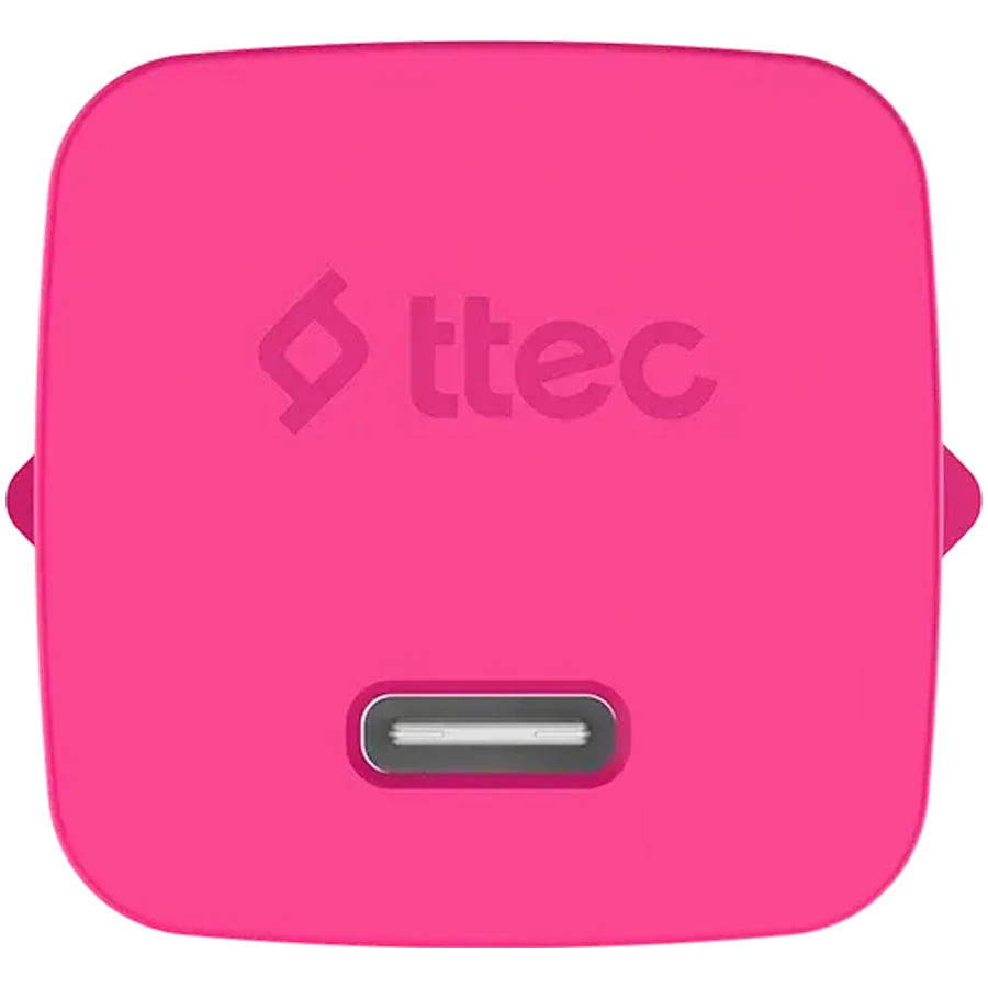Зарядное устройство ttec SmartCharger GAN 45W PD Travel Fast Charger + USB-C - USB-C 3A Cable Neon Pink — 2