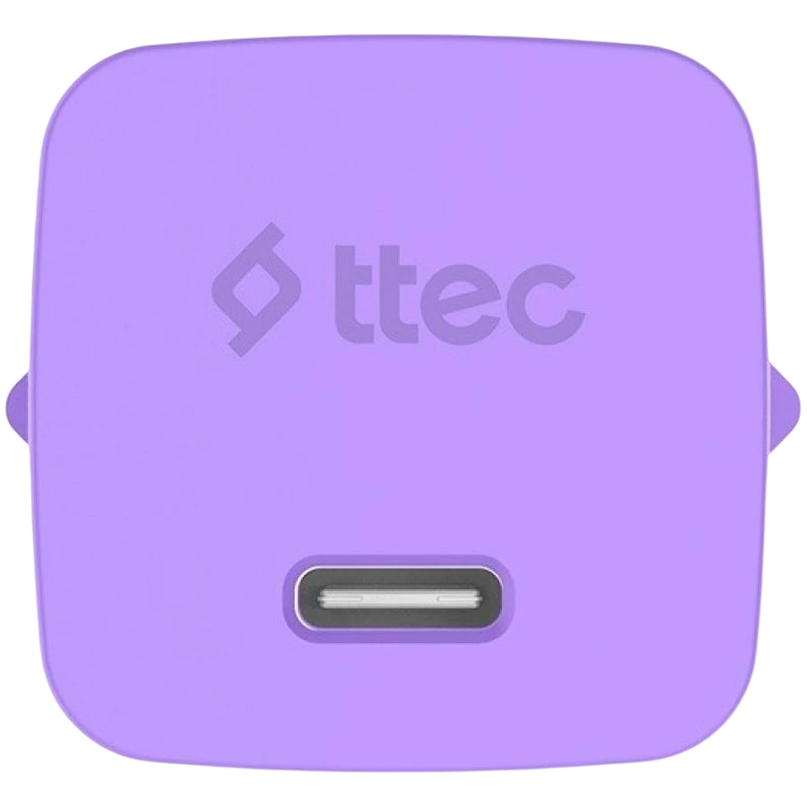 Зарядное устройство ttec SmartCharger GAN 45W PD Travel Fast Charger + USB-C - USB-C 3A Cable Neon Purple — 2