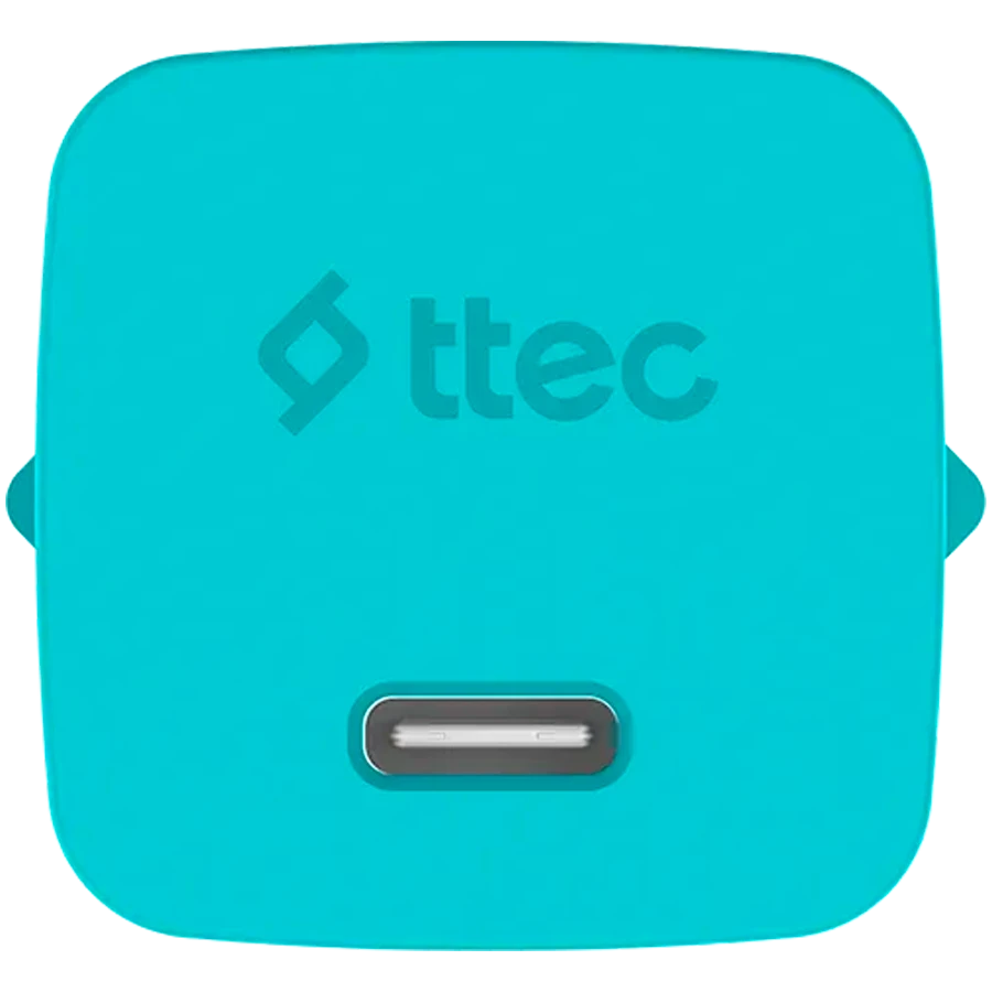 Зарядное устройство ttec SmartCharger GAN 45W PD Travel Fast Charger + USB-C - USB-C 3A Cable Neon Blue — 2