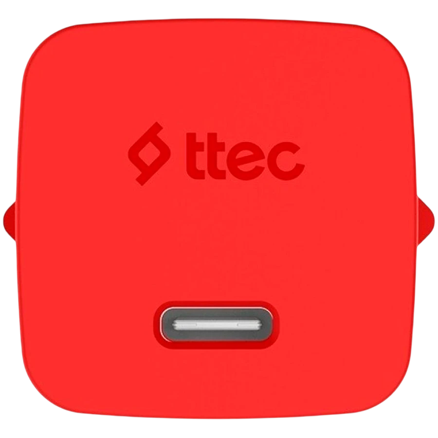Зарядное устройство ttec SmartCharger GAN 45W PD Travel Fast Charger + USB-C - USB-C 3A Cable Neon Red — 2