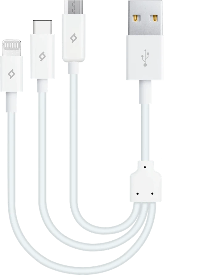Кабель ttec Trio Charge / Data Mini Cable , Type-C , Lightning , Micro USB , 120cm , White