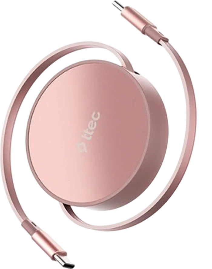 Кабель ttec USB-C to USB-C Mini Retractable 100W PD/QC 120cm Fast Charge Cable Sunset Blush