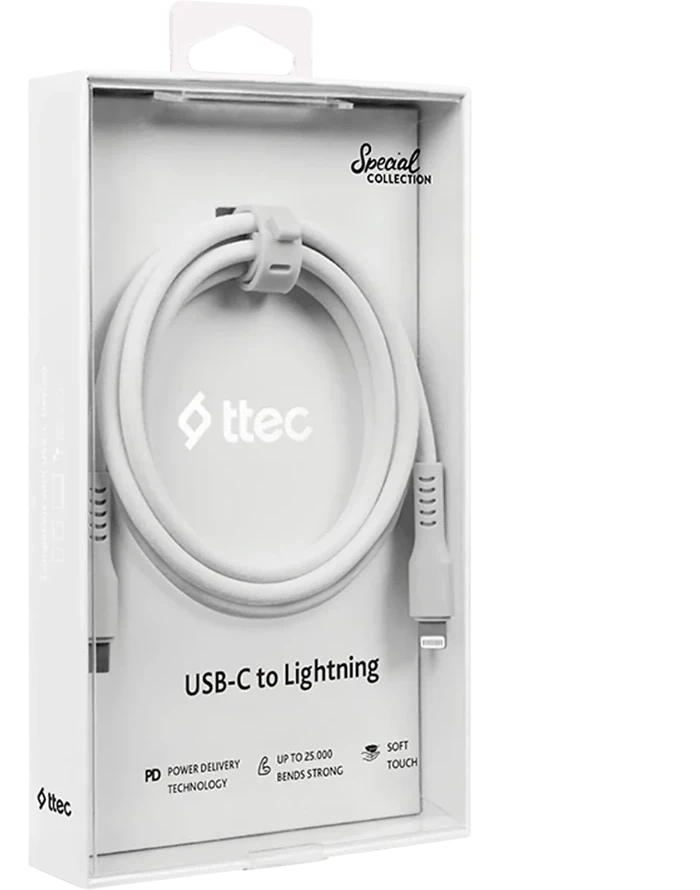 Кабель ttec USB-C - Lightning Charge/Data Cable 120cm White — 3