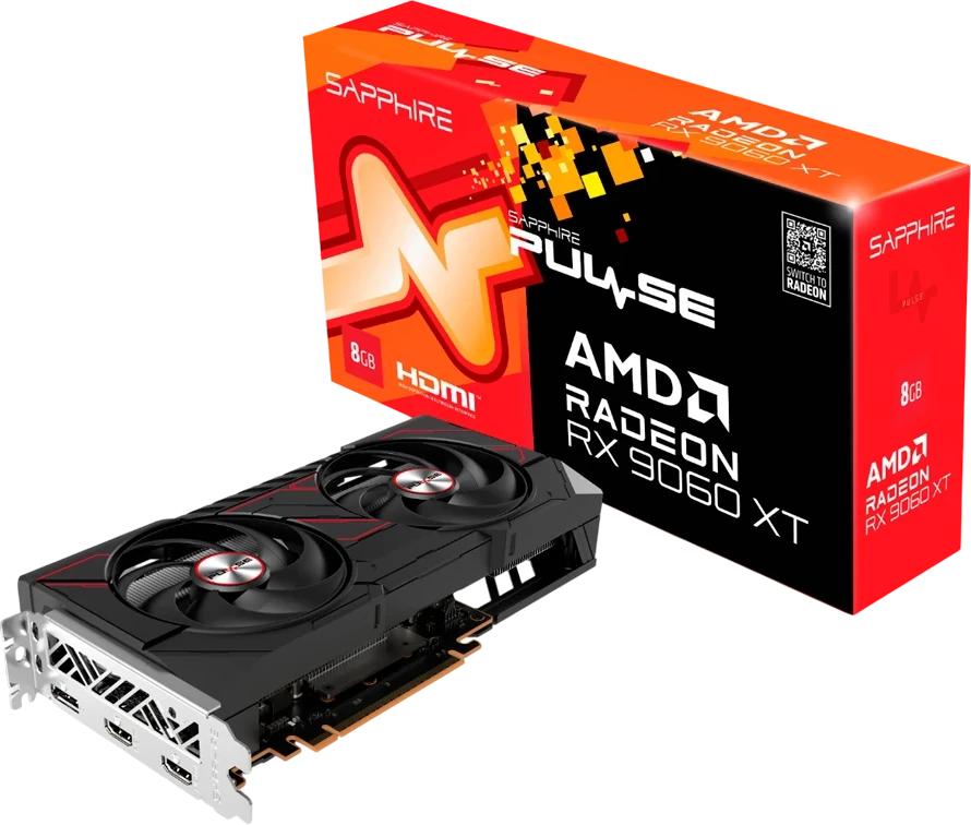 Видеокарта SAPPHIRE PULSE AMD Radeon RX 9060 XT OC 8GB GDDR6 8-bit DP 2x HDMI