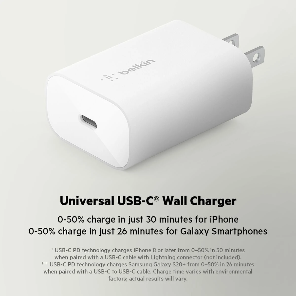 Сетевое зарядное устройство Belkin USB-C PD PPS 25W белое