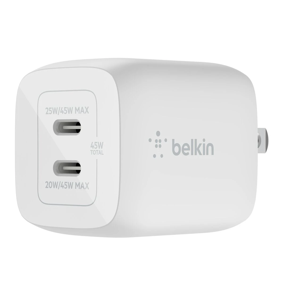 Сетевое зарядное устройство Belkin Dual USB-C GaN PPS 45W белое
