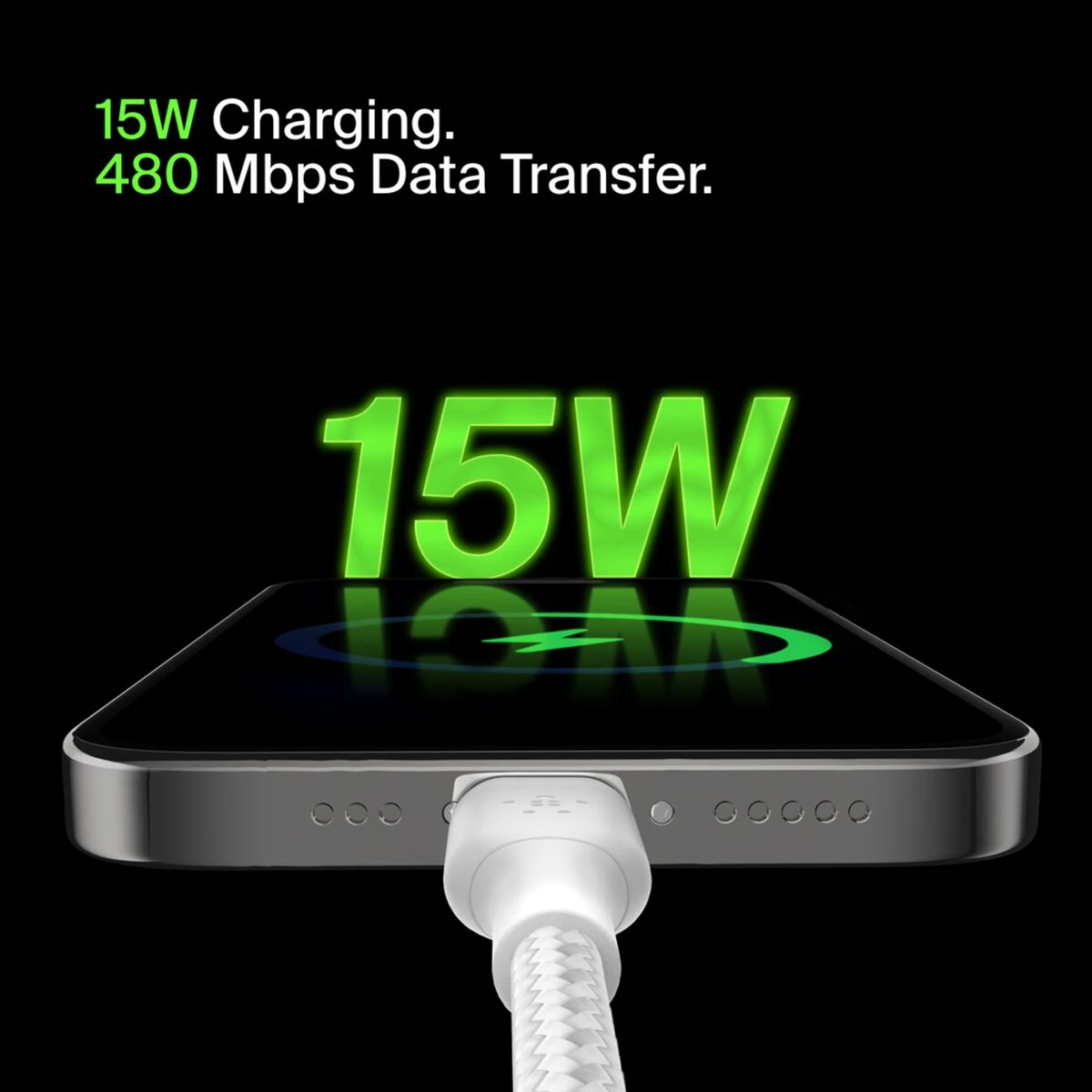Кабель Belkin USB-A – USB-C плетёный, 1 м, белый