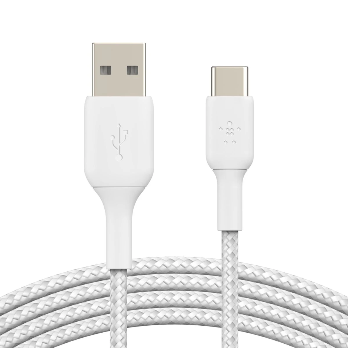 Кабель Belkin USB-A – USB-C плетёный, 2 м, белый