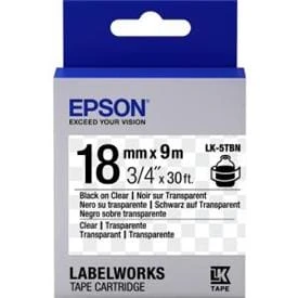 Лента для принтера этикеток Epson LK-5TBN (C53S655008), прозрачная/чёрная, 18мм x 9м
