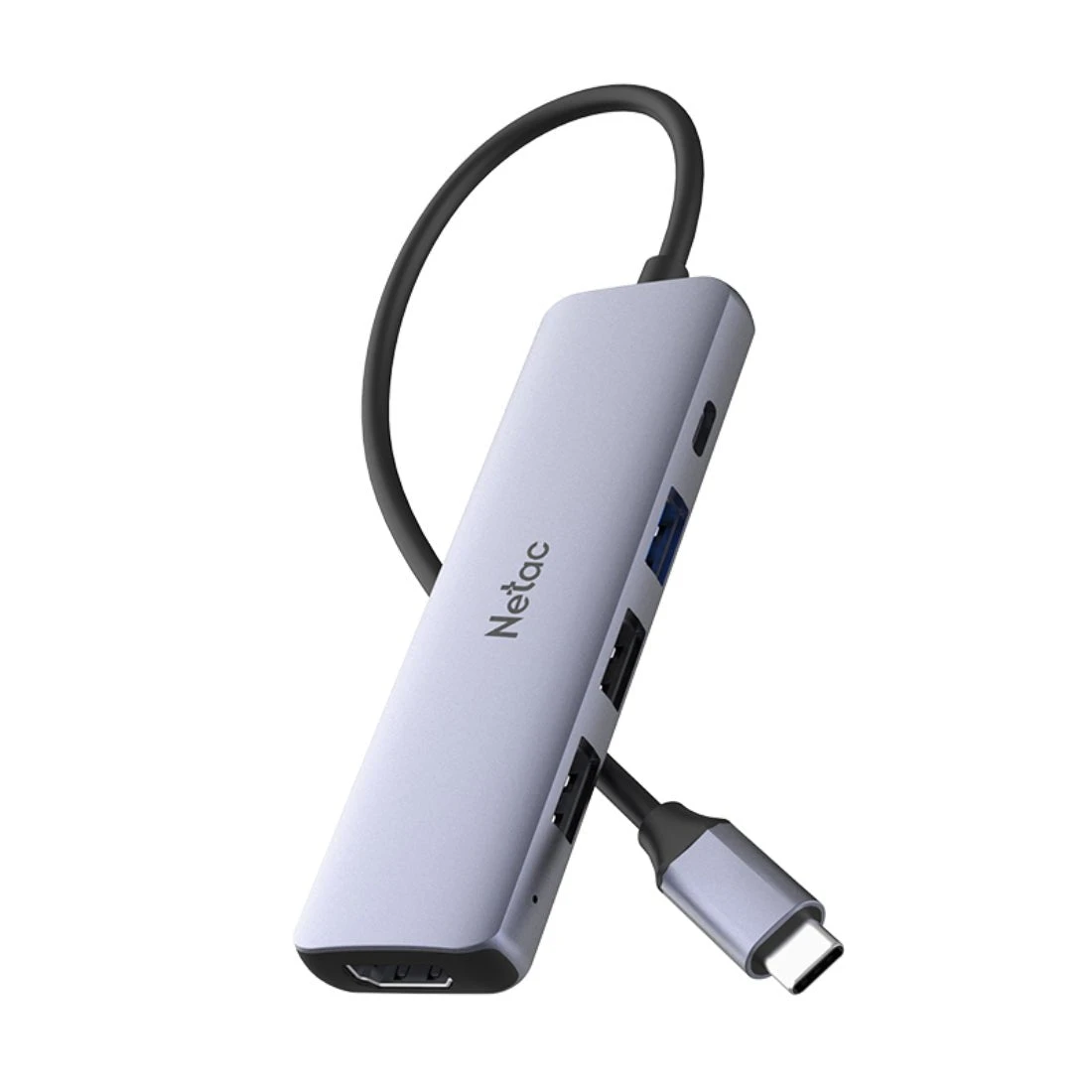 Разветвитель Netac WF13 HUB Type-C to USB3.0+USB2.0x2+100W PD+HDMI серый
