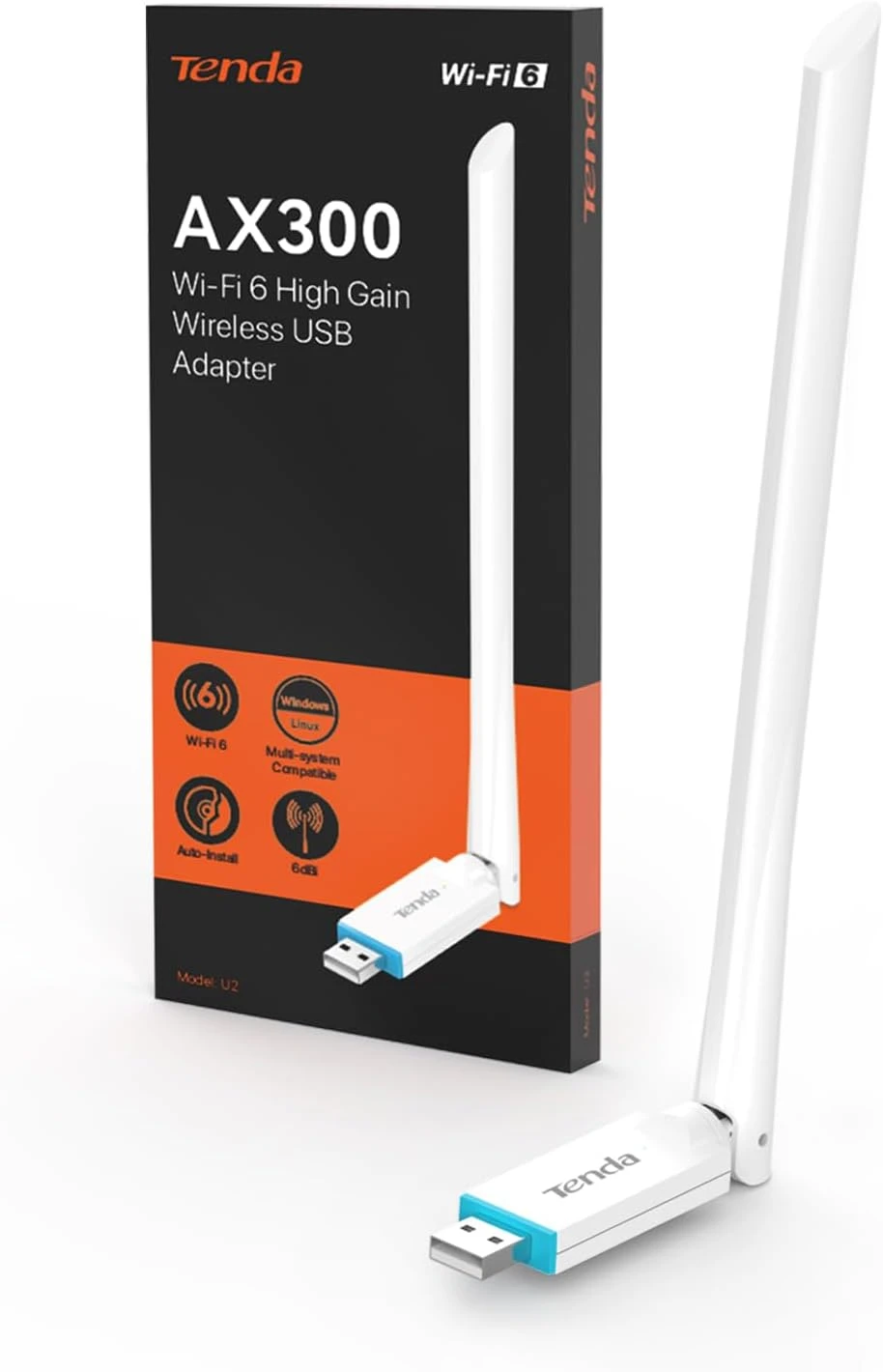 Адаптер USB Tenda U2 AX300 Wi-Fi 6 Белый