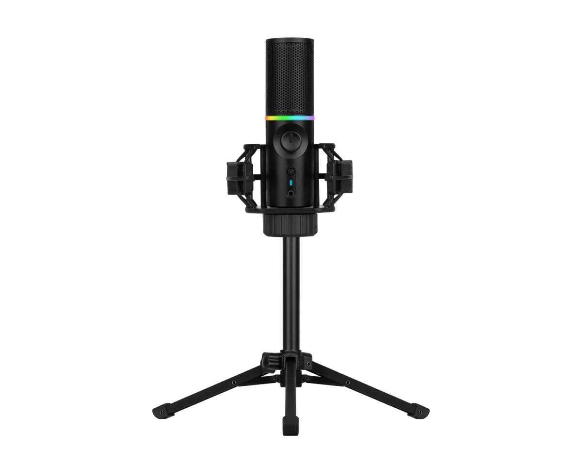 Микрофон Streamplify MIC Tripod, 100Hz-18kHz, -36dB/mkb, 680Om, 1.8m, USB, RGB, Black